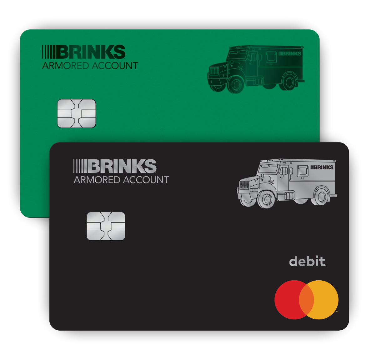 Brinks Armored green and black debit Mastercard